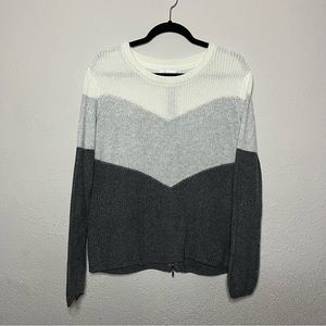 White & Gray Color Block Sweater